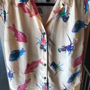 Patagonia blouse fish pattern
